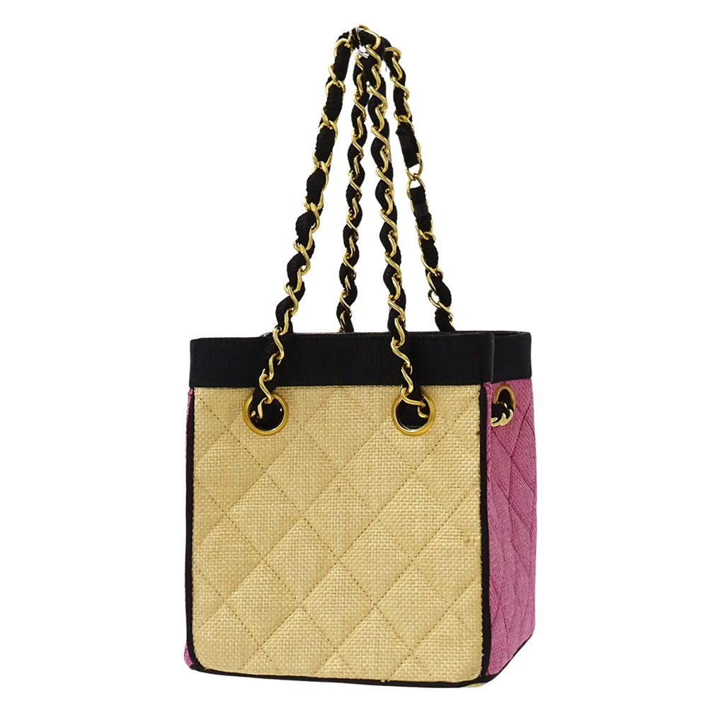 CHANEL Cream Straw Shoulder Bag